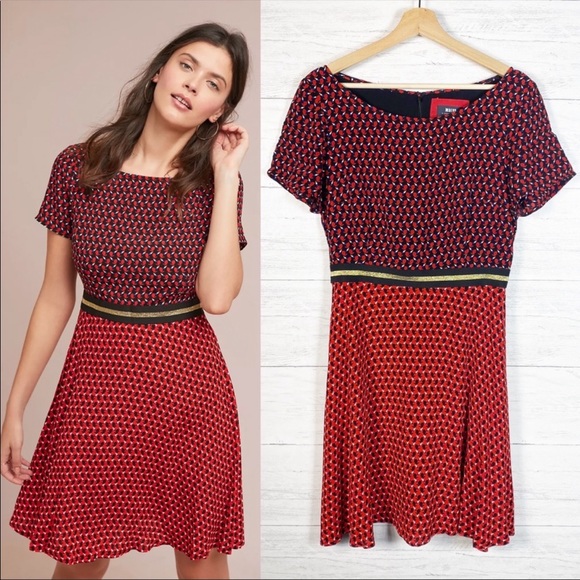 Maeve NWT Amici Red Bunny Print Colorblock Dress - Picture 13 of 13